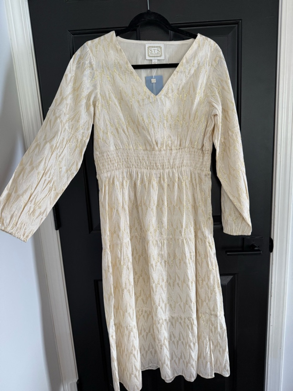 Sail to Sable Cream Dress with Gold Accents